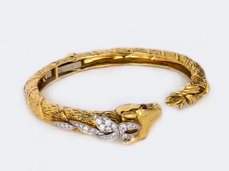 DAVID WEBB Horse Head Bangle with Ruby & Diamonds - Image 2
