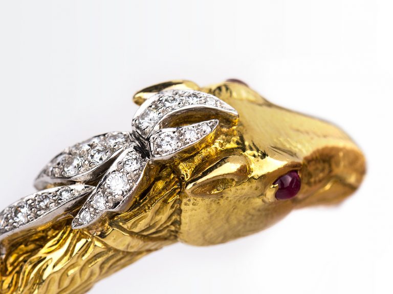 DAVID WEBB Horse Head Bangle with Ruby & Diamonds - Image 5