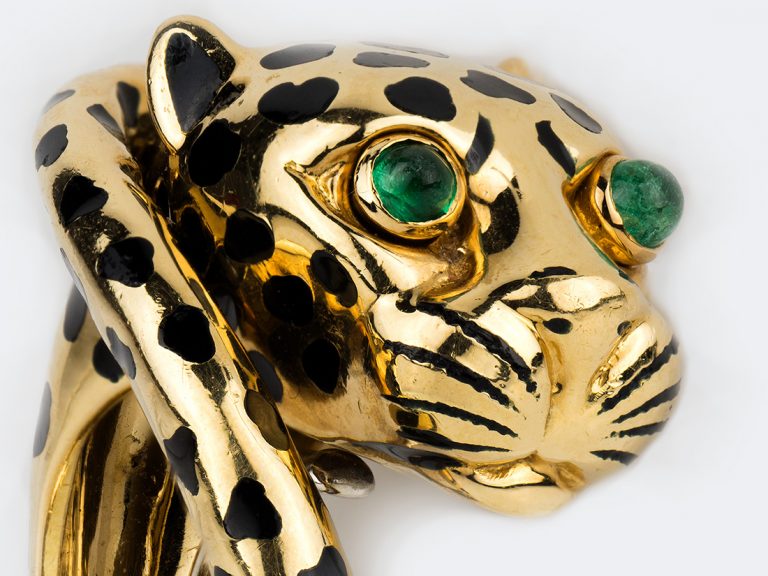 DAVID WEBB Large Leopard Ring with Emerald Eyes - Image 5