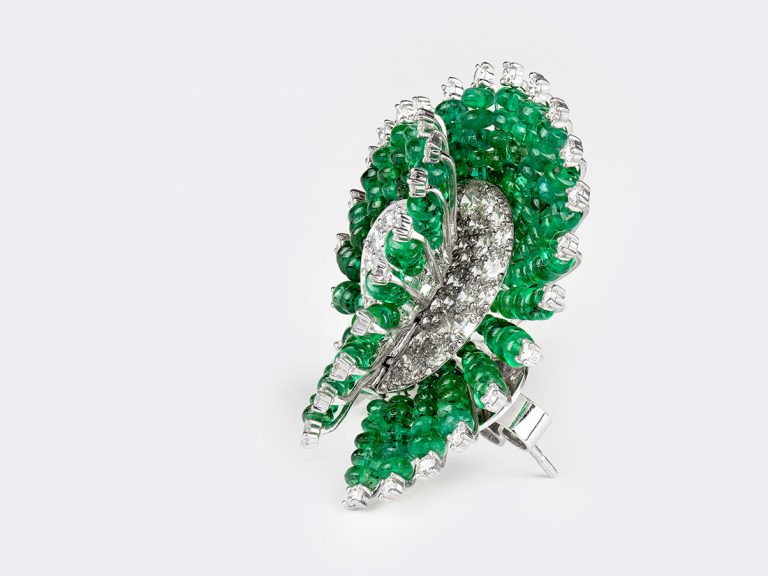UMRAO 18k Emerald/Diamond Bead Earrings - Image 3