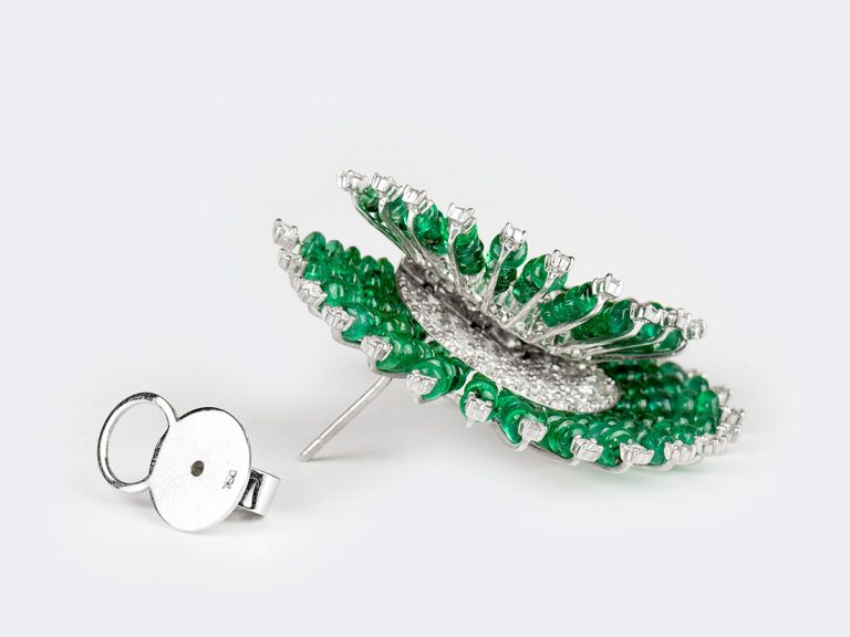 UMRAO 18k Emerald/Diamond Bead Earrings - Image 5