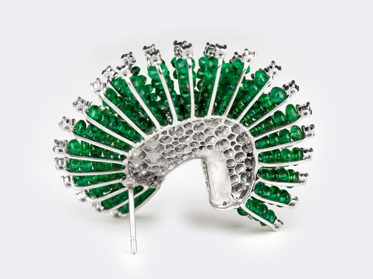UMRAO 18k Emerald/Diamond Bead Earrings - Image 4