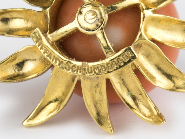 SCHLUMBERGER for Tiffany Coral Bead Diamond Flower Ear Clips - Image 6