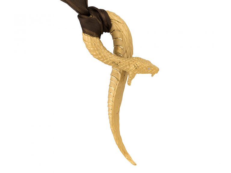 CARRERA y CARRERA 18k Serpent Necklace with Brown Ribbon