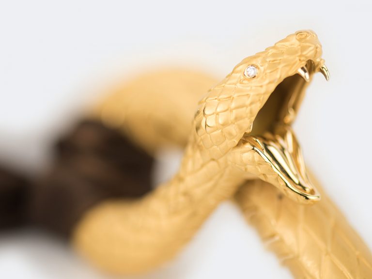 CARRERA y CARRERA 18k Serpent Necklace with Brown Ribbon - Image 7