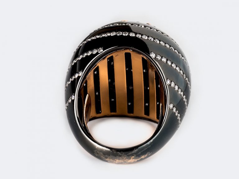 PAOLO BRUSSINO Rubelite Diamond Gold Titanium Ring - Image 6