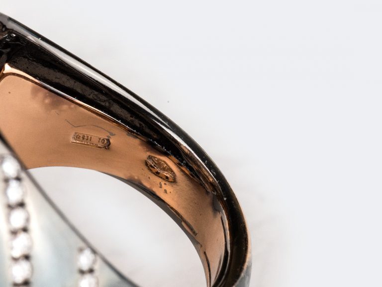 PAOLO BRUSSINO Rubelite Diamond Gold Titanium Ring - Image 4