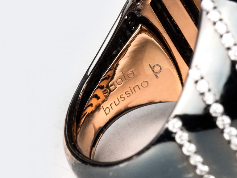 PAOLO BRUSSINO Rubelite Diamond Gold Titanium Ring - Image 3
