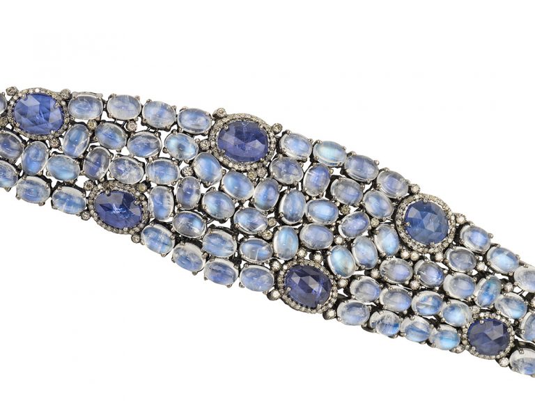 Moonstone Tanzanite and Diamond Bracelet