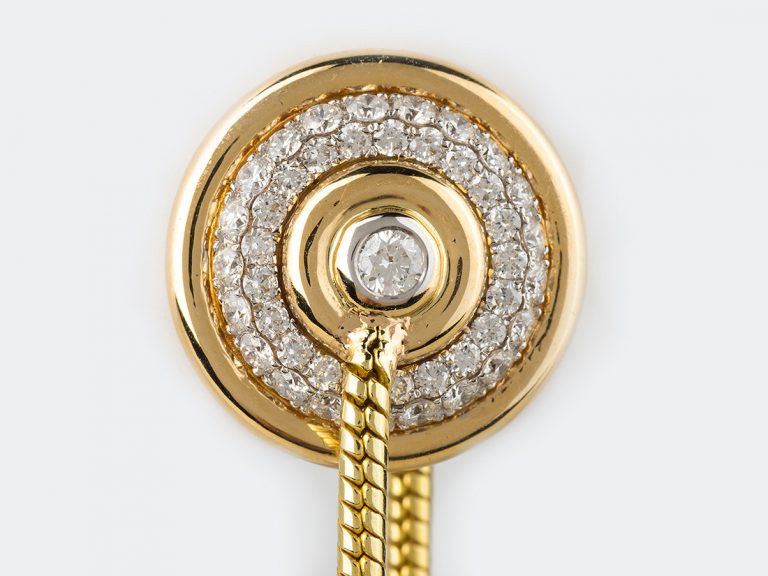 UMRAO 18k Double Ball Diamond Dangle Earrings - Image 3