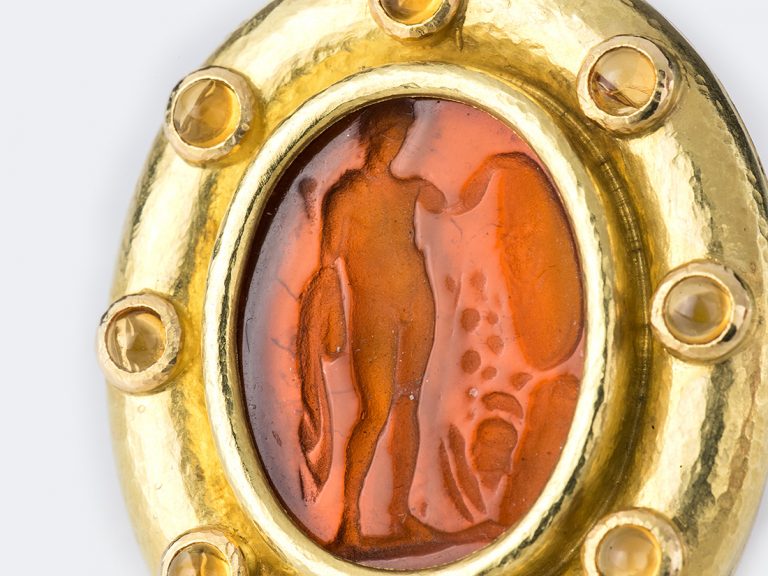ELIZABETH LOCKE Carnelian Color Venetian Glass 18k Pendant - Image 5