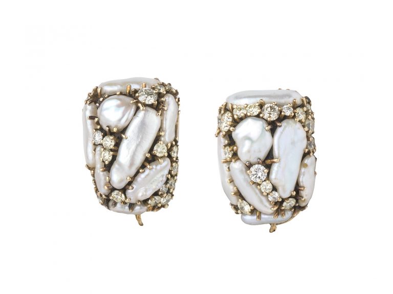 MARILYN COOPERMAN  Keshi Pearls and Diamond Dangle Earrings - Image 3