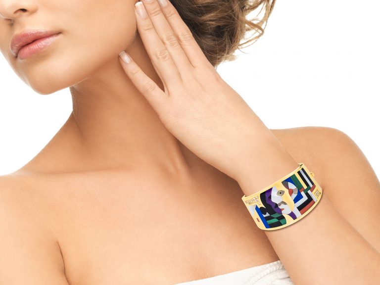 ASCH GROSSBARDT Hardstone Amethyst Mother of Pearl Diamond Cuff - Image 2