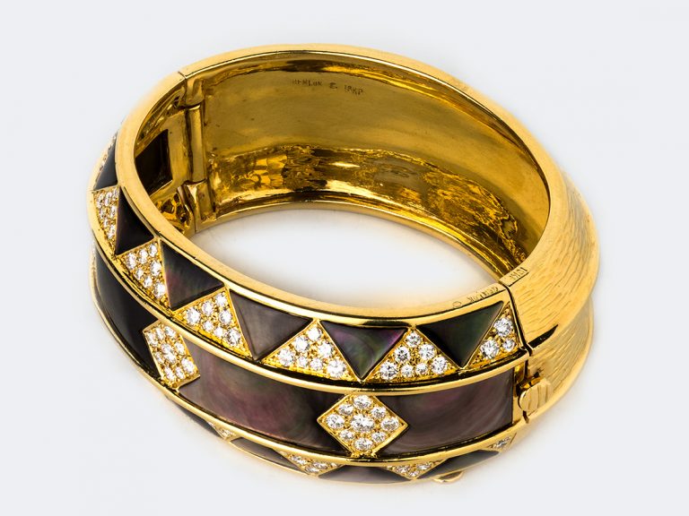 GEMLOK 18k Mother of Pearl & Diamond Cuff - Image 3