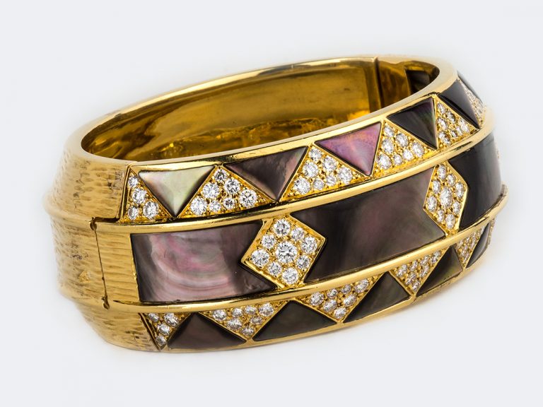 GEMLOK 18k Mother of Pearl & Diamond Cuff - Image 4