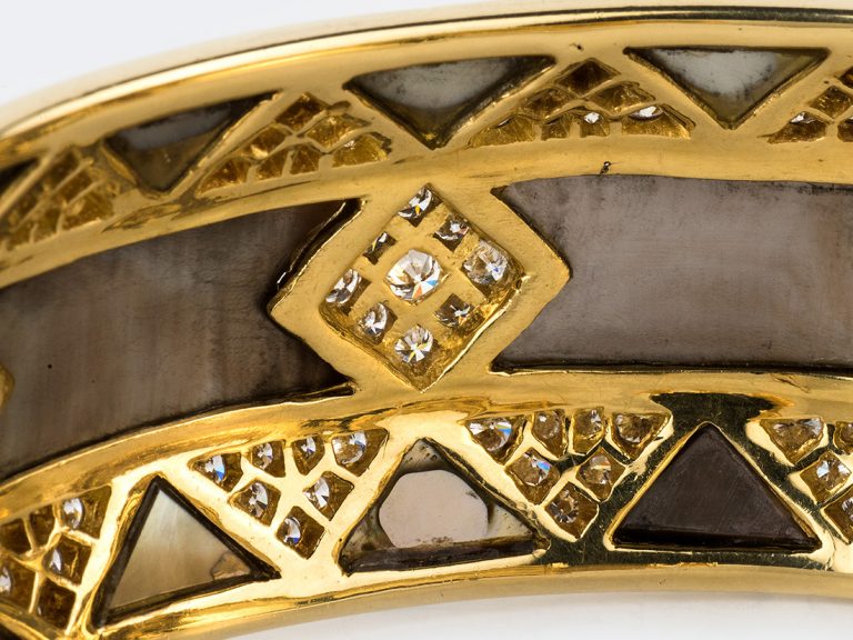 GEMLOK 18k Mother of Pearl & Diamond Cuff - Image 6
