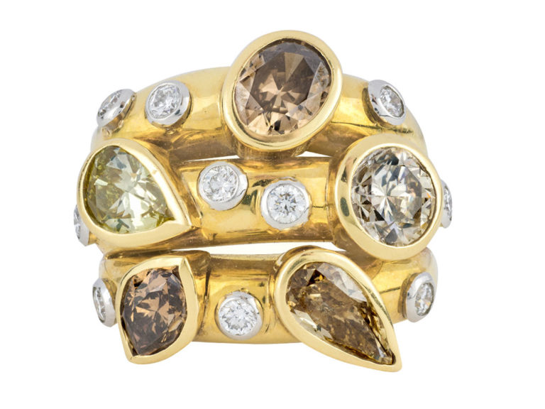 DAVID WEBB Colored Diamond Stack Ring