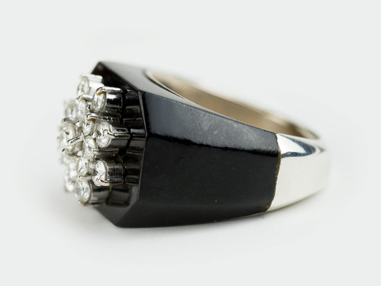 Onyx Diamond Pinkie Ring - Image 4