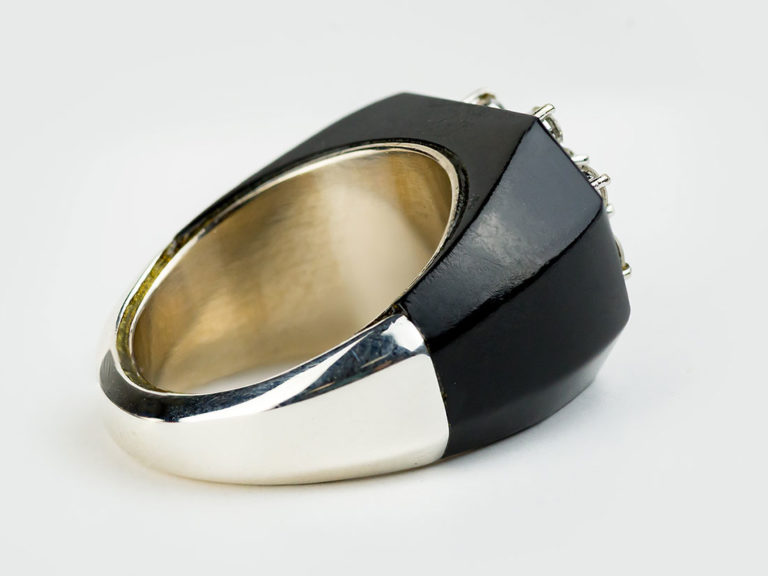 Onyx Diamond Pinkie Ring - Image 3