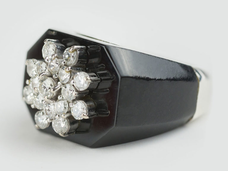Onyx Diamond Pinkie Ring - Image 2