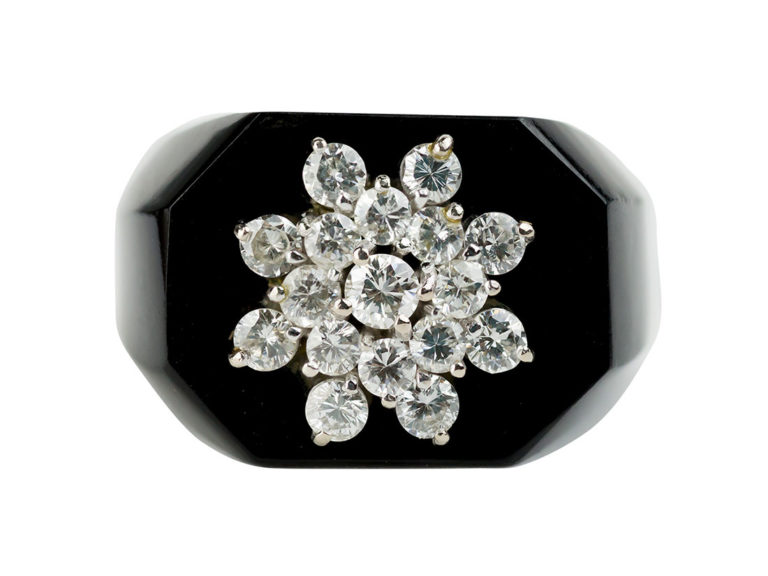 Onyx Diamond Pinkie Ring