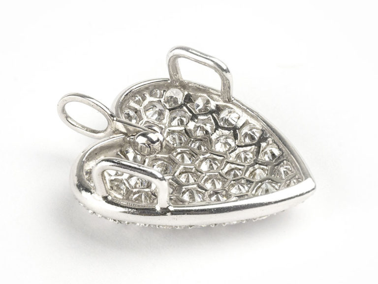 Platinum Diamond Pave Heart Pendant - Image 4