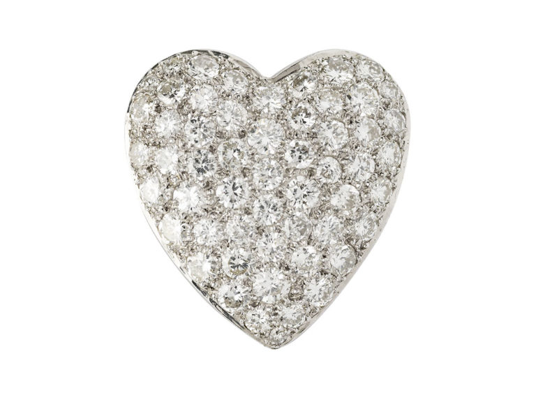 Platinum Diamond Pave Heart Pendant