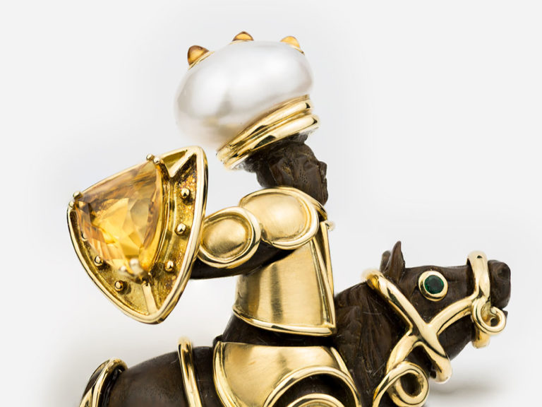 S. SHEPPS Wood Citrine Warrior Brooch - Image 2