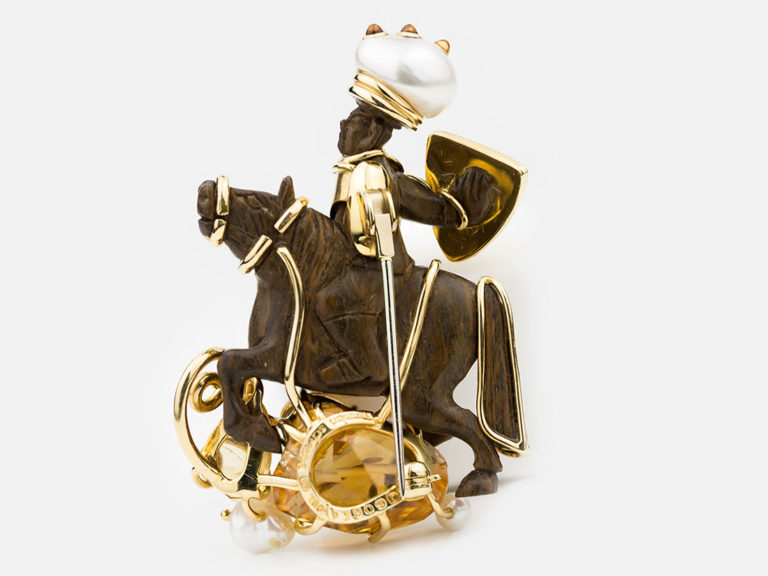 S. SHEPPS Wood Citrine Warrior Brooch - Image 3