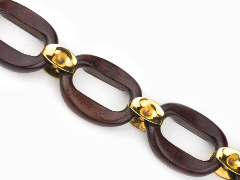 French Wood/Gold smaller link Bracelet - Image 5