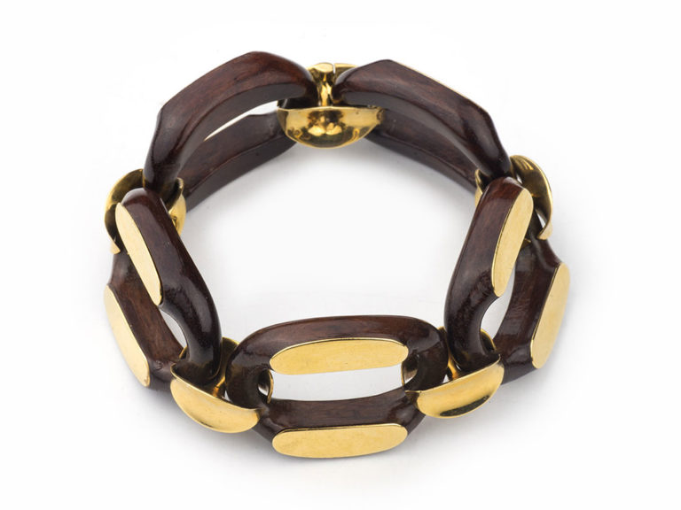 French Wood/Gold smaller link Bracelet - Image 4