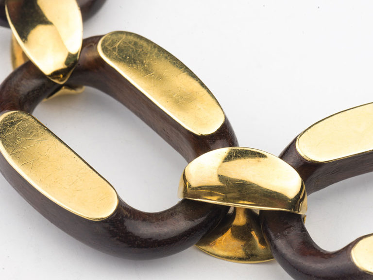 French Wood/Gold smaller link Bracelet - Image 3