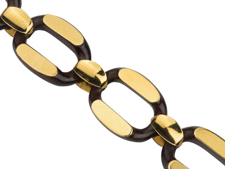French Wood/Gold smaller link Bracelet