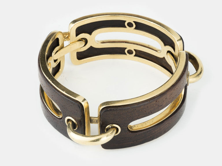 French Wood/Gold large link Bracelet - Image 6