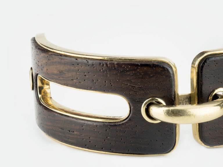 French Wood/Gold large link Bracelet - Image 3