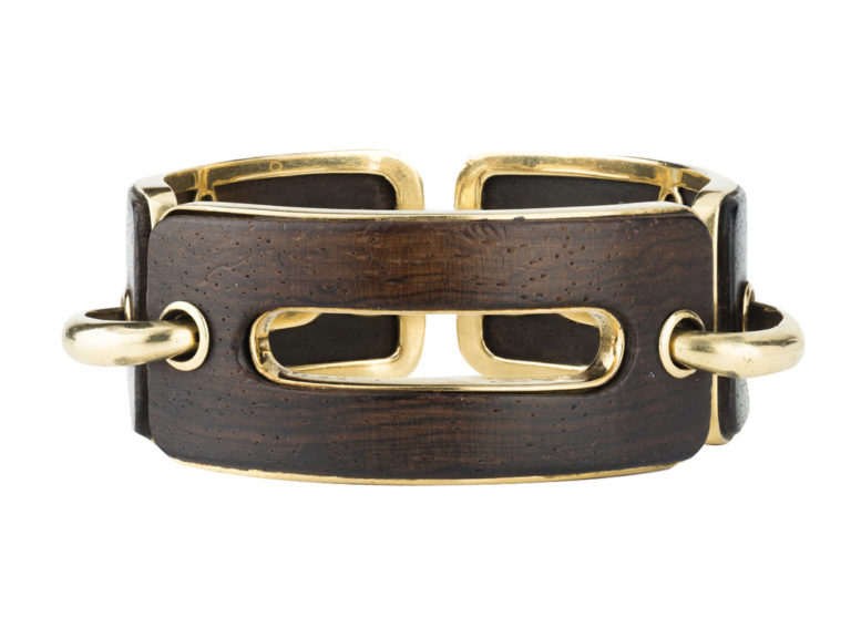 French Wood/Gold large link Bracelet - Image 2