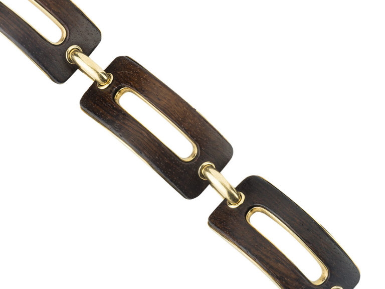 French Wood/Gold large link Bracelet