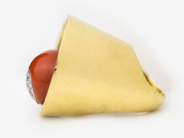 70’s Coral Diamond Planet Ring - Image 5