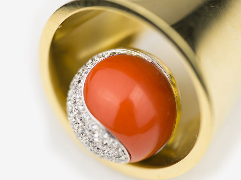 70’s Coral Diamond Planet Ring - Image 3