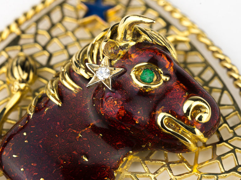 FRASCAROLO Enamel 70’s Taurus Pendant - Image 6