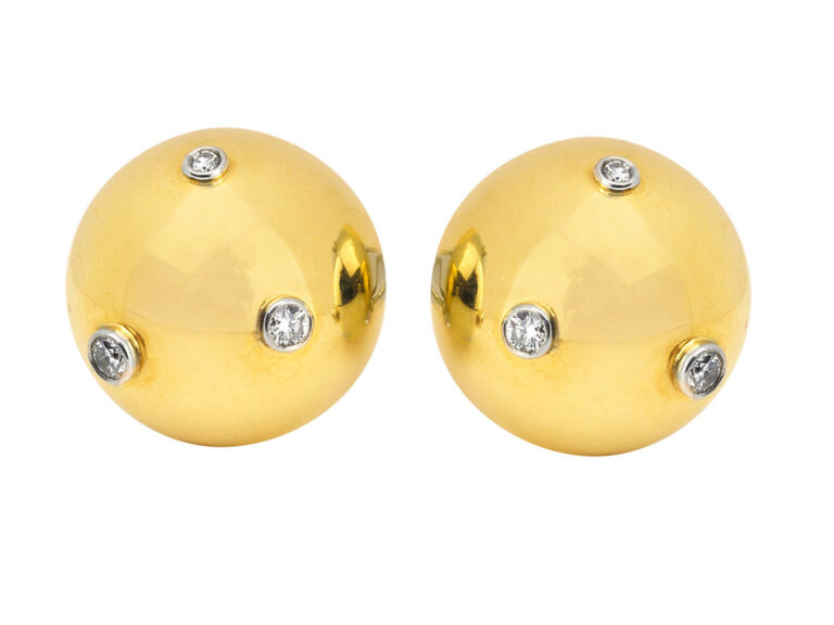 PICASSO for TIFFANY Platinum-18k and Diamonds Dome Ear clips