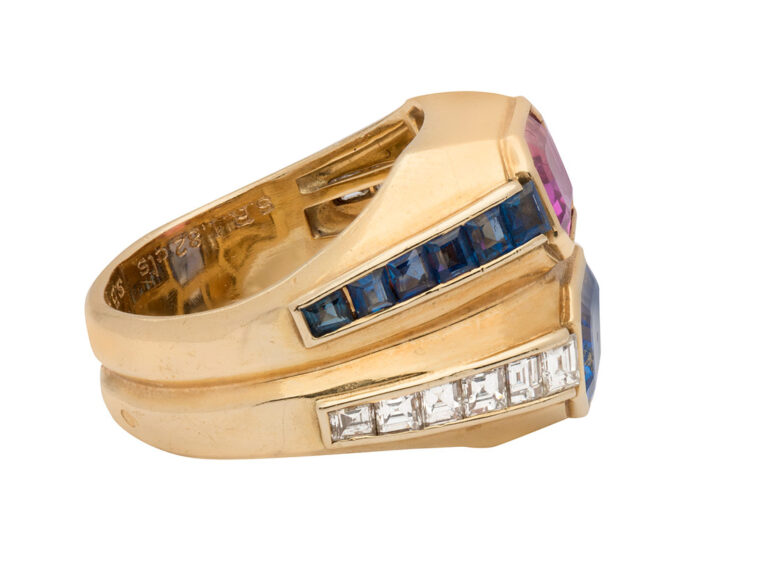 BULGARI Pink & Blue Sapphire and Diamond Ring - Image 7