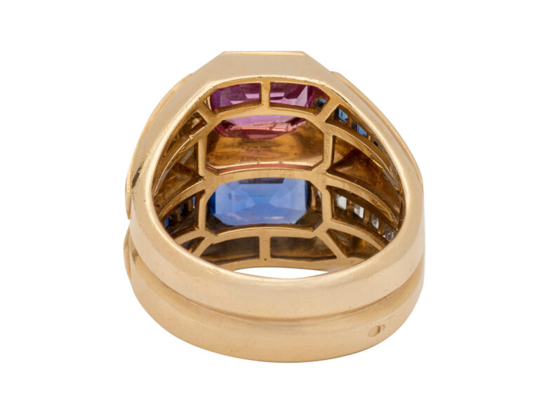 BULGARI Pink & Blue Sapphire and Diamond Ring - Image 6