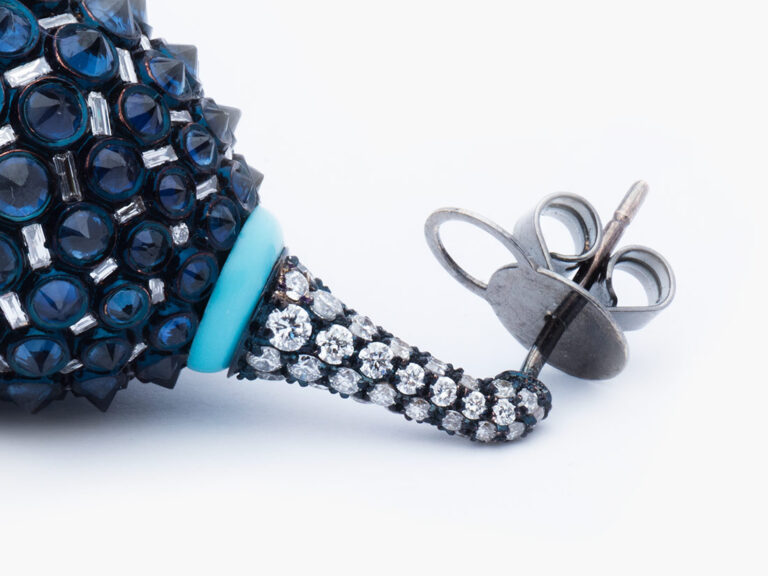 UMRAO Blue Sapphire/Diamond Reverse Setting Earrings - Image 6