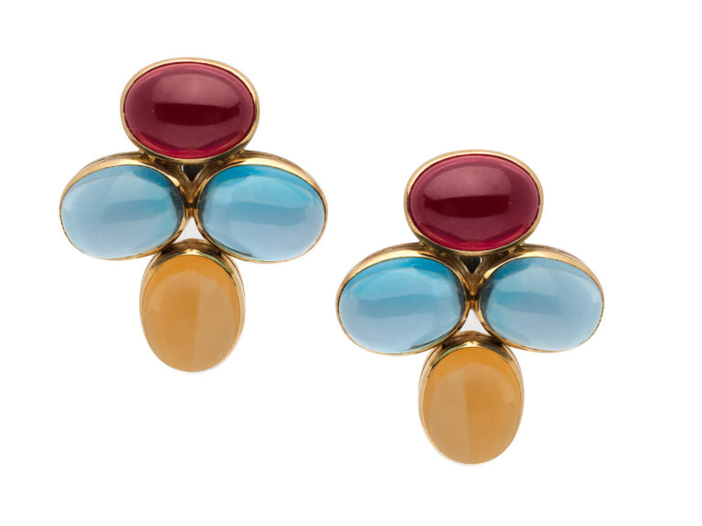 Tourmaline and Topaz and Citrine Earrings