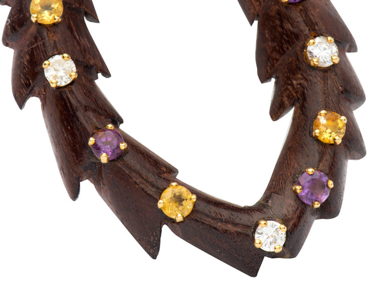 Wood Diamond Multi gem Earrings - Image 4