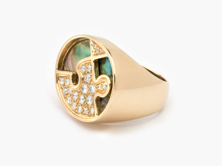 GUBELIN 18K Diamond Ear clips and Ring Set - Image 4