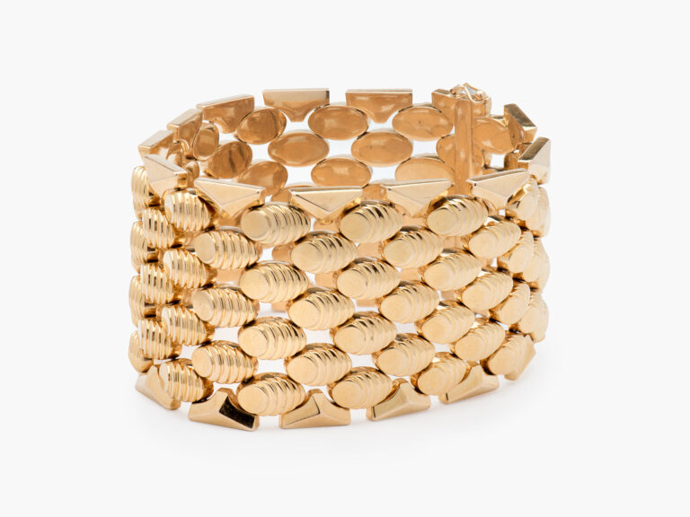 Gold Retro Wide Barrel Bracelet - Image 3