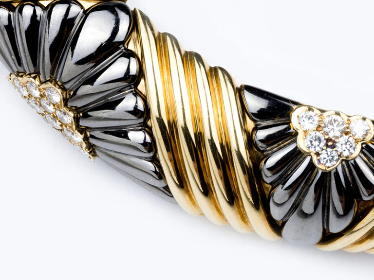 CHAUMET Hematite 18k Gold and Diamond Collar, 1980’s - Image 2
