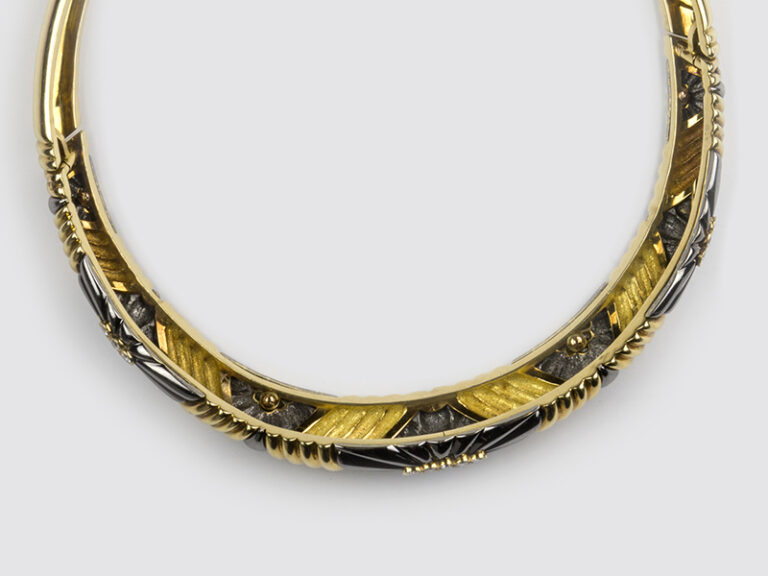 CHAUMET Hematite 18k Gold and Diamond Collar, 1980’s - Image 3